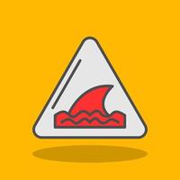 Warning Sign Filled Shadow Icon vector