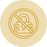 Prohibited Sign Line Yellow Circle Icon vector