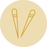Chopsticks Line Yellow Circle Icon vector