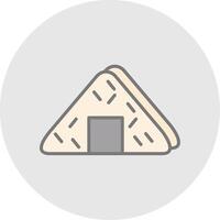 onigiri línea lleno ligero icono vector