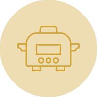 Slow Cooker Line Yellow Circle Icon vector