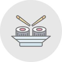 Sushi línea lleno ligero icono vector