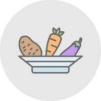 vegetales línea lleno ligero icono vector