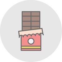 chocolate línea lleno ligero icono vector