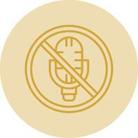 No Microphone Line Yellow Circle Icon vector