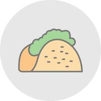 taco línea lleno ligero icono vector