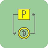 bitcoin paypal lleno amarillo icono vector