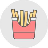 French Fries Line Filled Light Icon vector