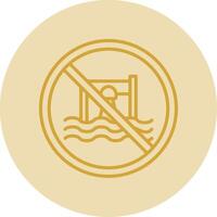 Prohibited Sign Line Yellow Circle Icon vector