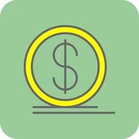 Dollar Coin Filled Yellow Icon vector