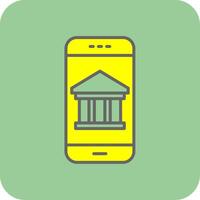 Mobile Banking Filled Yellow Icon vector