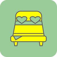 Double Bed Filled Yellow Icon vector