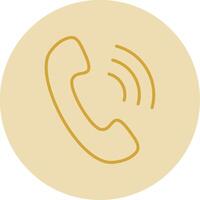 Phone Call Line Yellow Circle Icon vector