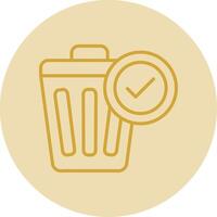 Waste Bin Line Yellow Circle Icon vector