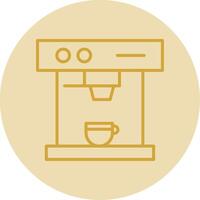 Coffee Machine Line Yellow Circle Icon vector