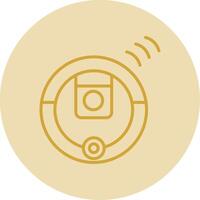 Robot Vacuum Cleaner Line Yellow Circle Icon vector
