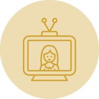 Television Line Yellow Circle Icon vector