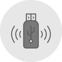 USB línea lleno ligero icono vector