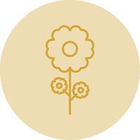 Flower Line Yellow Circle Icon vector