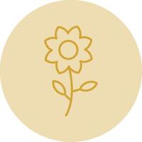 Flower Line Yellow Circle Icon vector