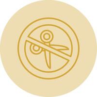 No Scissors Line Yellow Circle Icon vector