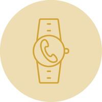 Incoming Call Line Yellow Circle Icon vector