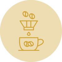 Coffee Filter Line Yellow Circle Icon vector