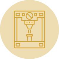Coffee Machine Line Yellow Circle Icon vector