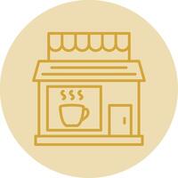 Coffee Shop Line Yellow Circle Icon vector