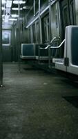 empty subway wagon using New York city public transportation system video