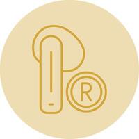 Earbud Line Yellow Circle Icon vector