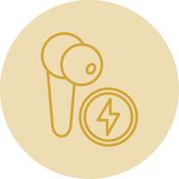 Earbud Line Yellow Circle Icon vector
