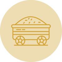 Mine Cart Line Yellow Circle Icon vector