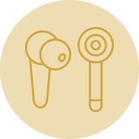 Earbud Line Yellow Circle Icon vector