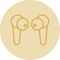 Earbuds Line Yellow Circle Icon vector