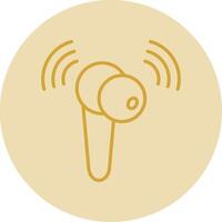 Earbud Line Yellow Circle Icon vector