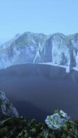 aerial view on white stones on ocean bottom and chalk cliffs video