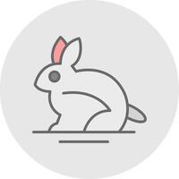 Conejo línea lleno ligero icono vector