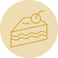 Cake Slice Line Yellow Circle Icon vector