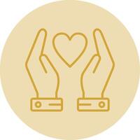 Hands Holding Heart Line Yellow Circle Icon vector