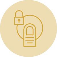 Touch Lock Line Yellow Circle Icon vector