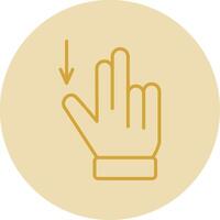 Two Fingers Drag Down Line Yellow Circle Icon vector