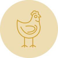 Chicken Line Yellow Circle Icon vector