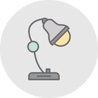 escritorio lámpara línea lleno ligero icono vector