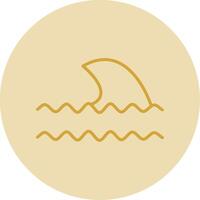 Ocean Waves Line Yellow Circle Icon vector