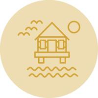 Beach Villa Line Yellow Circle Icon vector