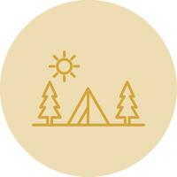 Camping Line Yellow Circle Icon vector