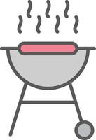 BBQ Grill Line Filled Light Icon vector