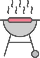 barbacoa parrilla línea lleno ligero icono vector