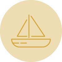 Sailing Boat Line Yellow Circle Icon vector